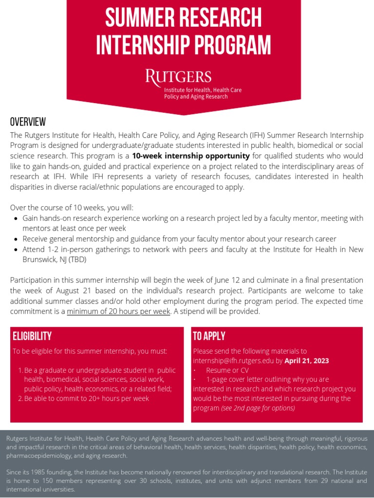 Rutgers IFH Summer Research Internship 2023 | PDF | Palliative Care ...
