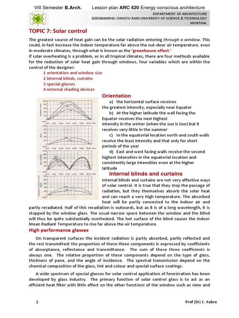 Solar Control Strategies in Architecture | PDF | Glasses | Window