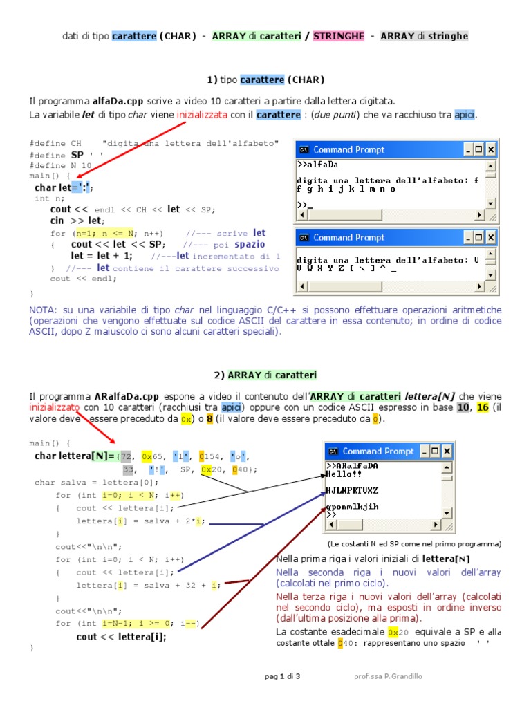 P05 CHAR ARRAY Stringhe | PDF