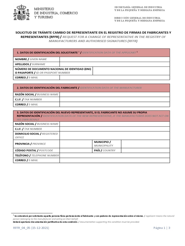 Solicitud de Cambio de Representante RFFR | PDF | Autenticación