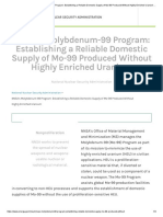 NNSA's Molybdenum-99 Program - Establishing A Reliable Domestic Supply of Mo-99 Produced Without Highly Enriched Uranium - Department of Energy
