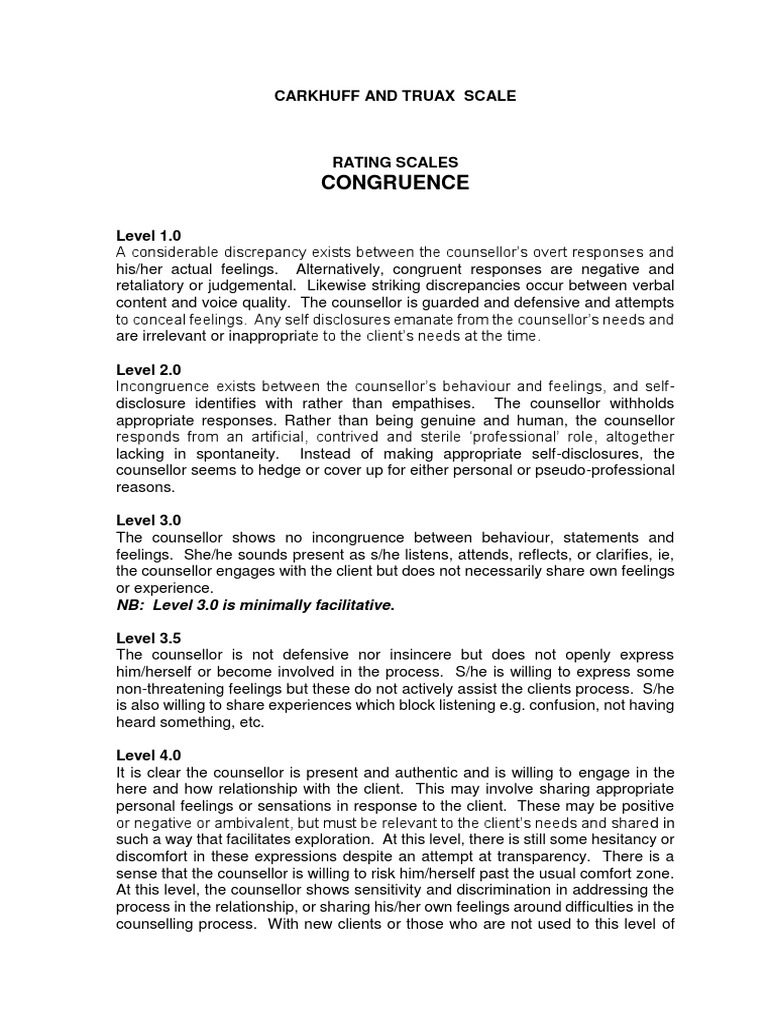 Carkhuff Empathy and Congruence Levels | PDF | Feeling | Empathy