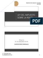 Ley Del Impuesto Sobre La Renta: Título Iv de Las Personas Físicas Disposiciones Generales