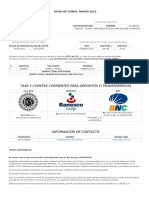 Tasa Y Cuentas Corrientes para Depósitos O Transferencias: Aviso de Cobro, Marzo 2023
