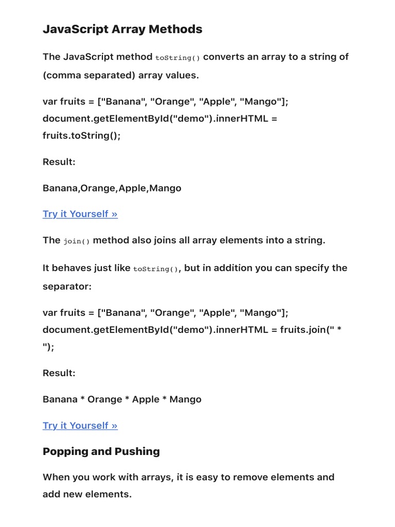 JavaScript Array Methods - Reader | PDF | Java Script | Orange (Fruit)