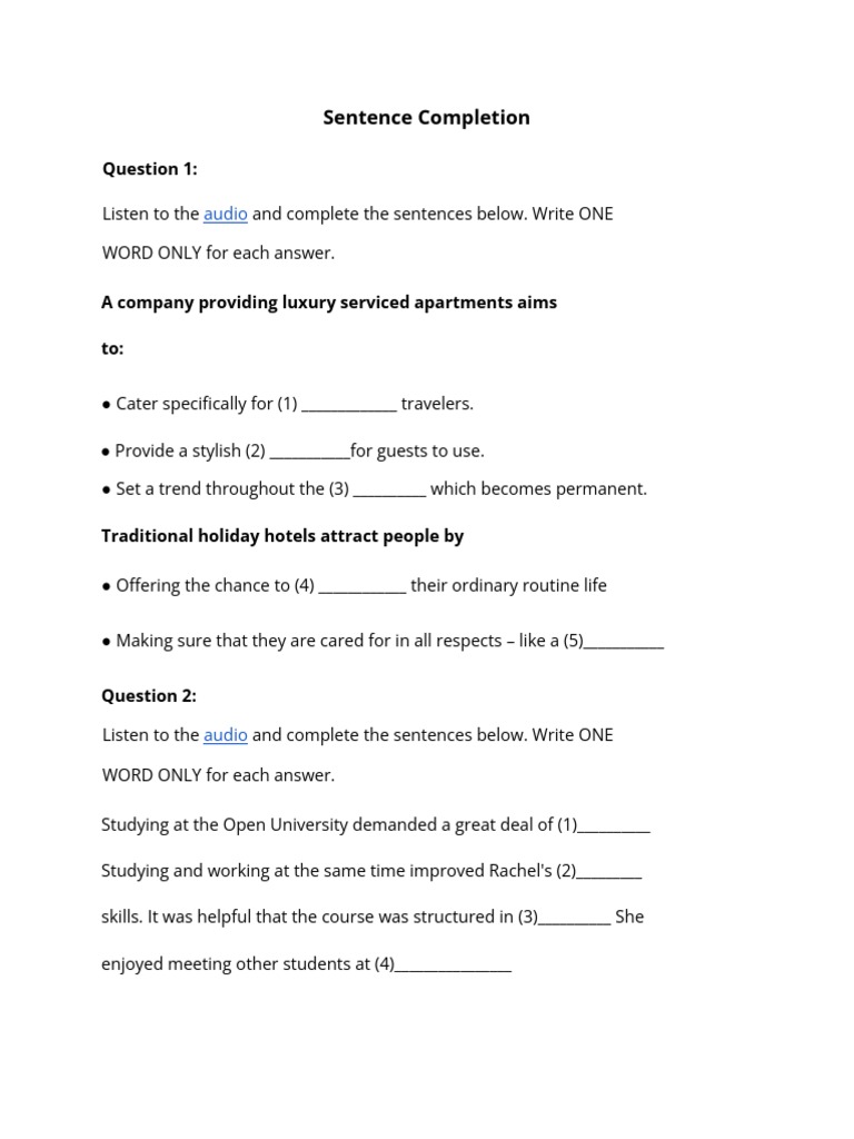 Sentence Completion Audio PDF
