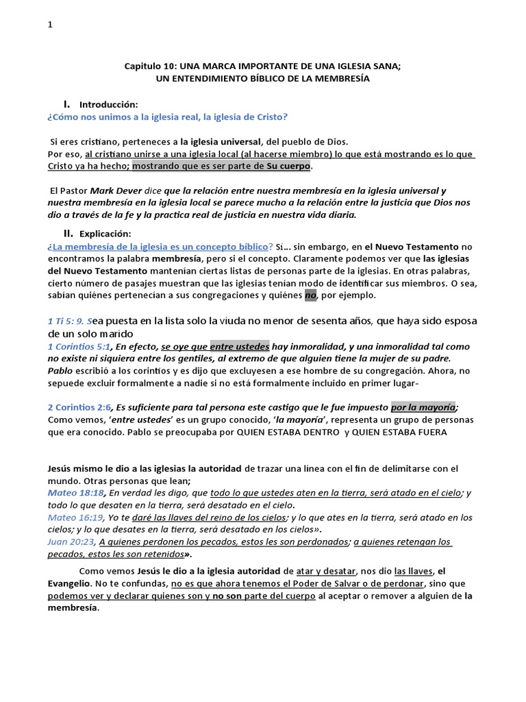 Entendimiento Bíblico de la Membresía | PDF | Iglesia cristiana ...