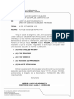 Para: DE: Fecha: Asunto: Acta de Salida de Repuestos: Director de Bienes Muebles E Inmuebles