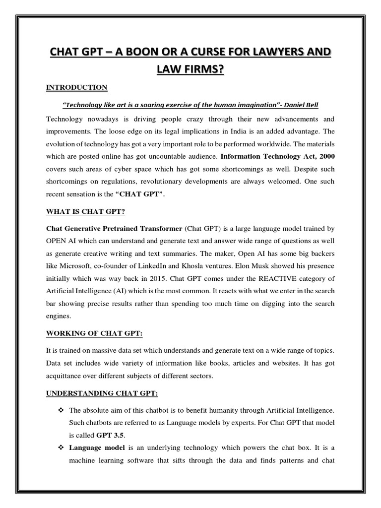 Chat GPT A Boon or A Curse For Lawyers and Law Firms? PDF