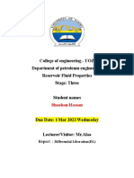 College of Engineering - UOZ Department of Petroleum Engineering Reservoir Fluid Properties Stage: Three Student Names