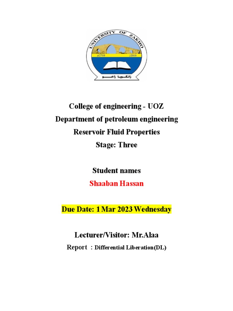 College of engineering uoz department of petroleum engineering