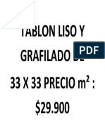 Tablon Liso Y Grafilado de 33 X 33 PRECIO M : $29.900