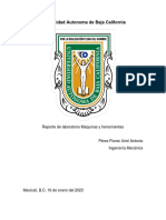 Universidad Autonoma de Baja California: Reporte de Laboratorio Maquinas y Herramientas