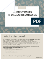 Current Issues in Discourse Analysis: A Corpus-Based Approach