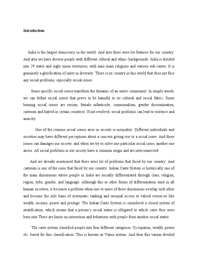Caste System and Social Issues in India | PDF | Dalit | Caste