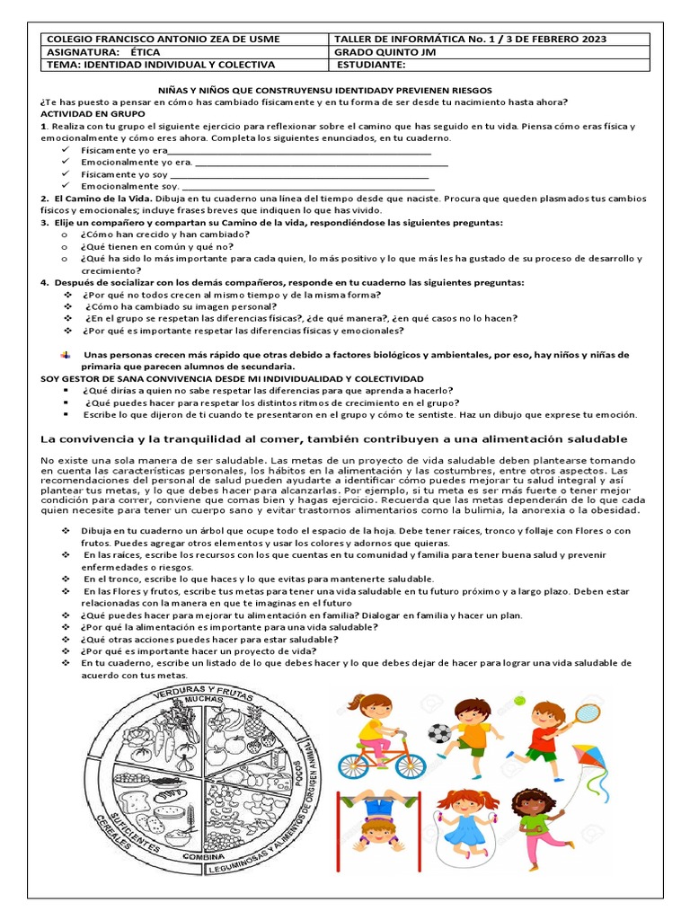TALLER #1 - ETICA - GRADO 5o JM | PDF