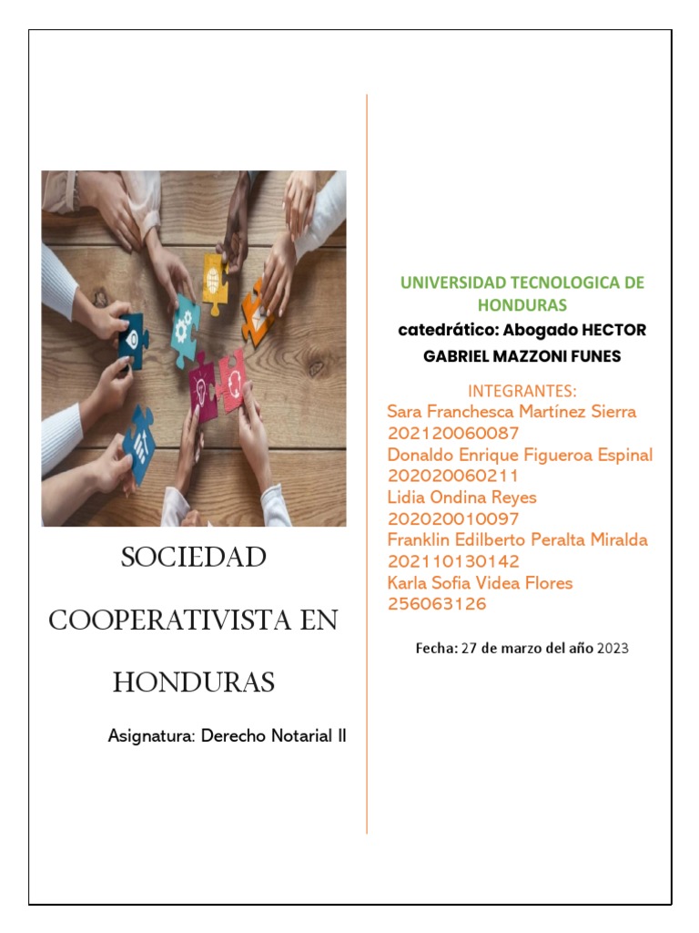 Constitución de Sociedades Cooperativas en Honduras | PDF | Cooperativa ...