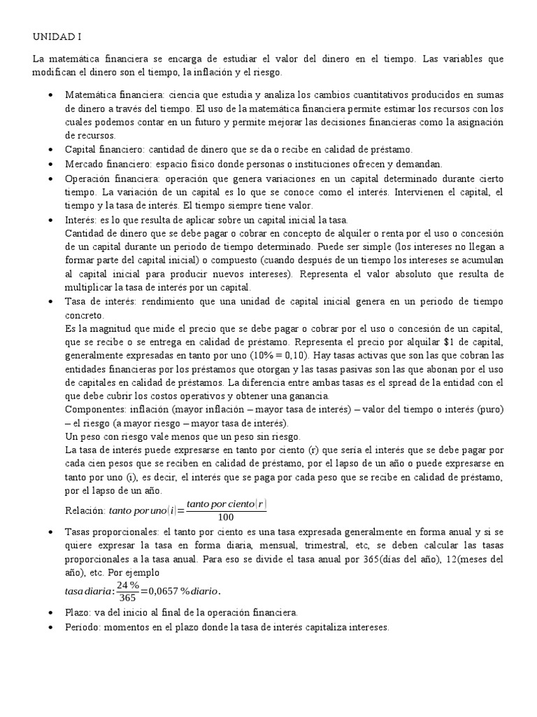 Matemáticas Financieras: Conceptos Clave | PDF | Interés | Finanzas ...