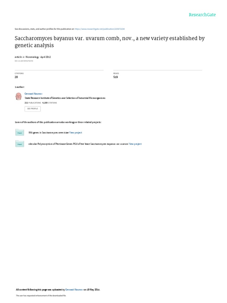 S.bayanus Microbiology2011 PDF Yeast Saccharomyces Cerevisiae