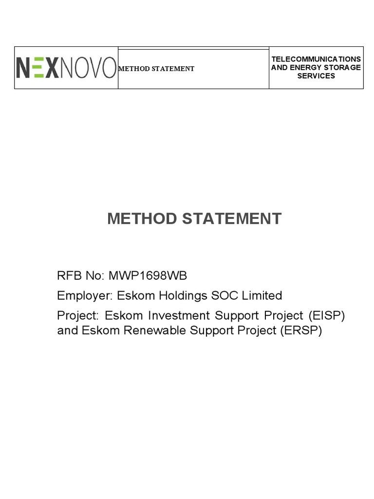 Eskom Battery Installation Method Statement | PDF | Personal Protective ...