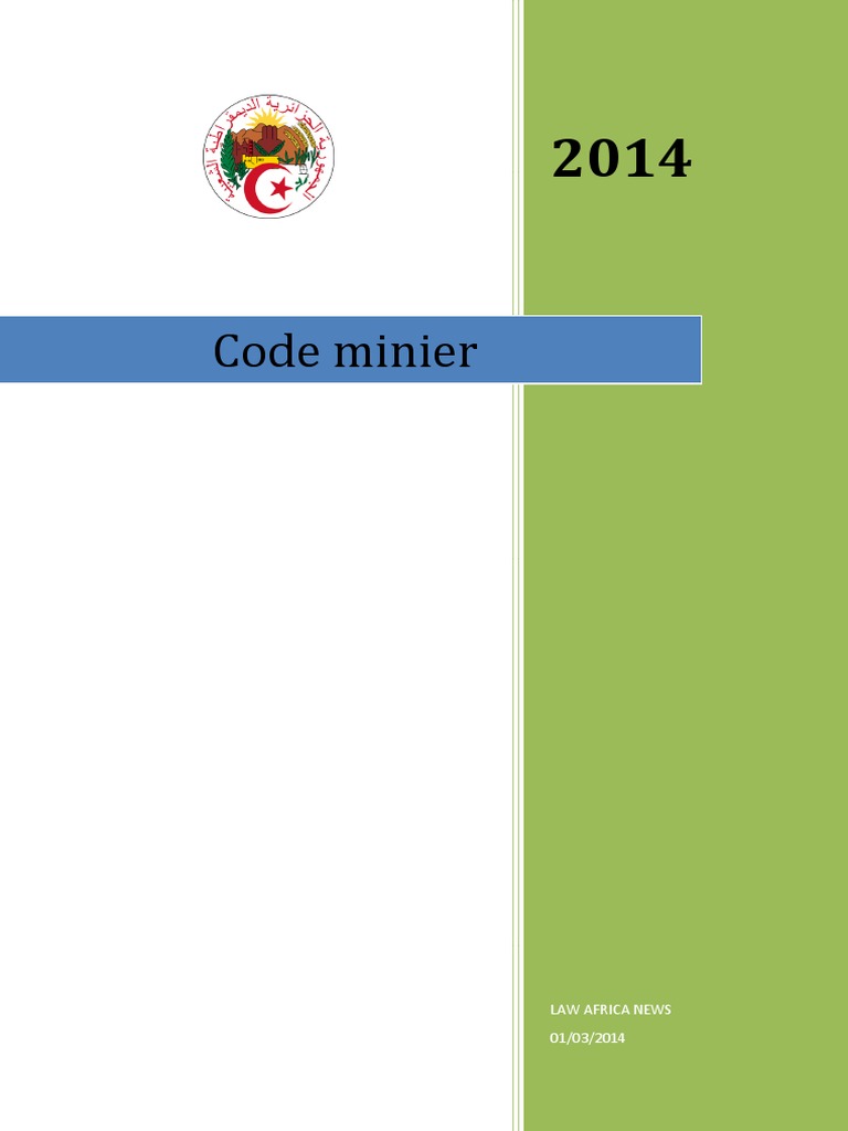 Code minier algérien 2014 : Loi 14-05 | PDF | Exploitation minière ...