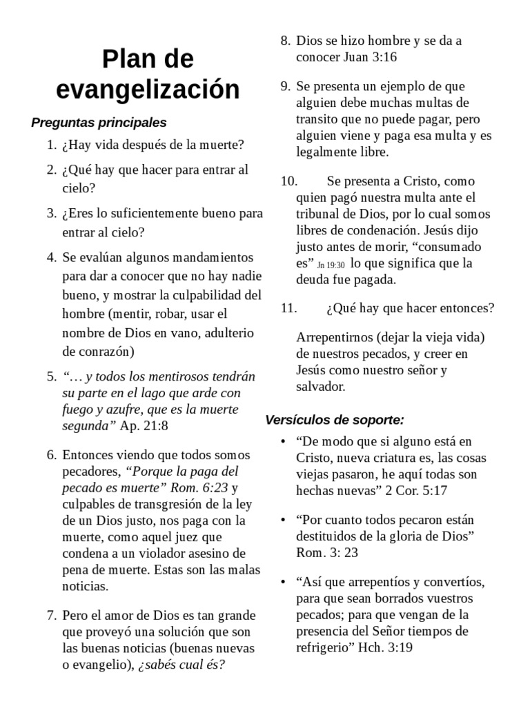 Plan de Evangelización | PDF | Pecado | Creencia religiosa y doctrina