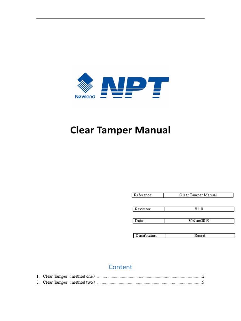 Clear Tamper Manual V1.0 PDF Computer Access Control Computer Science