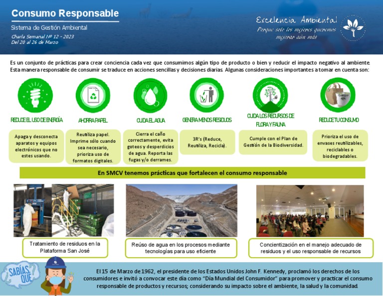 2023 Charla Semanal N 12 Consumo Responsable Pdf Residuos Ambiente