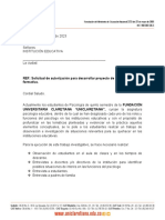 REF: Solicitud de Autorización para Desarrollar Proyecto de Investigación Formativa