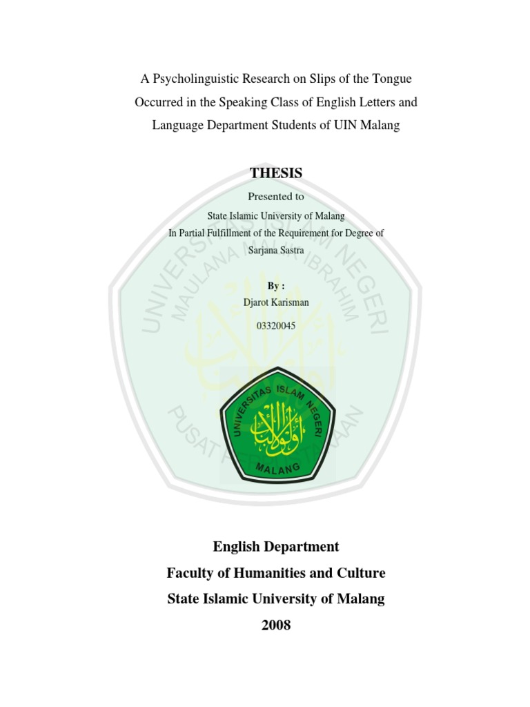 Psycholinguistic Study of Tongue Slips | PDF | Stuttering | Speech