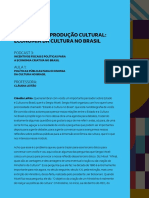 Percurso em Produção Cultural: Economia Da Cultura No Brasil