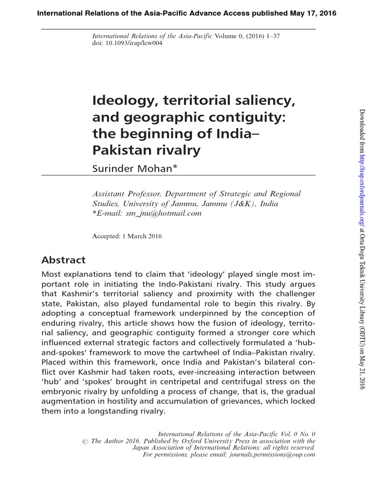 Ideology, Territorial Saliency, and Geographic Contiguity - The ...