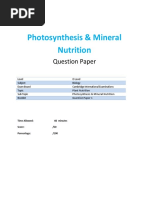 Photosynthesis & Mineral Nutrition: Question Paper