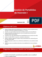 Teoría y Gestión de Portafolios de Inversión I: Jean Paul Watson, CFA Septiembre 2021