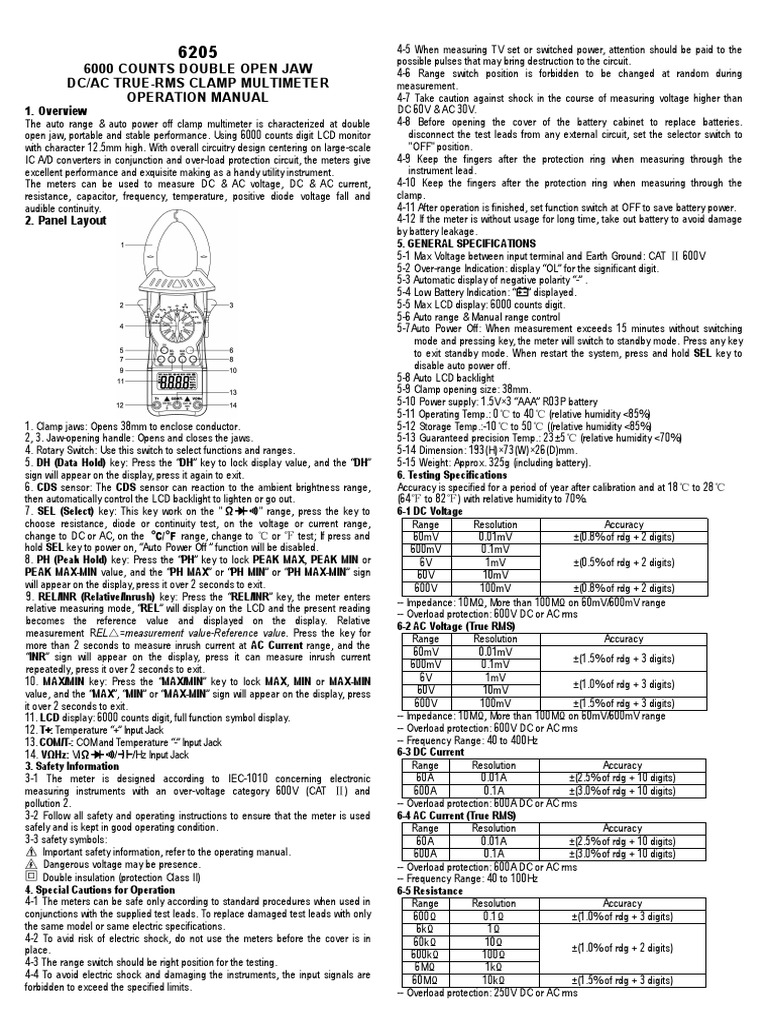 HoldPeak Volt Meter HP Multimeter Instructions PDF Power Supply Diode