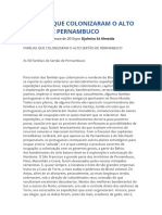 Famílias Que Colonizaram o Alto Sertão de Pernambuco