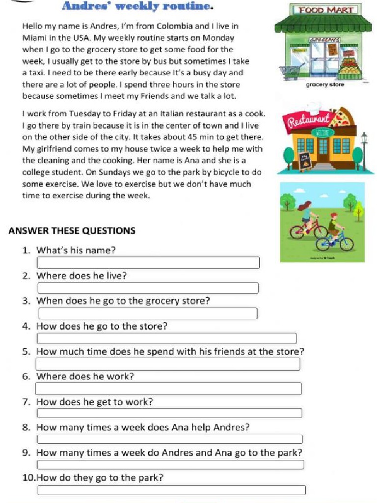 Present Simple Exercises | PDF | Workweek And Weekend | Meal