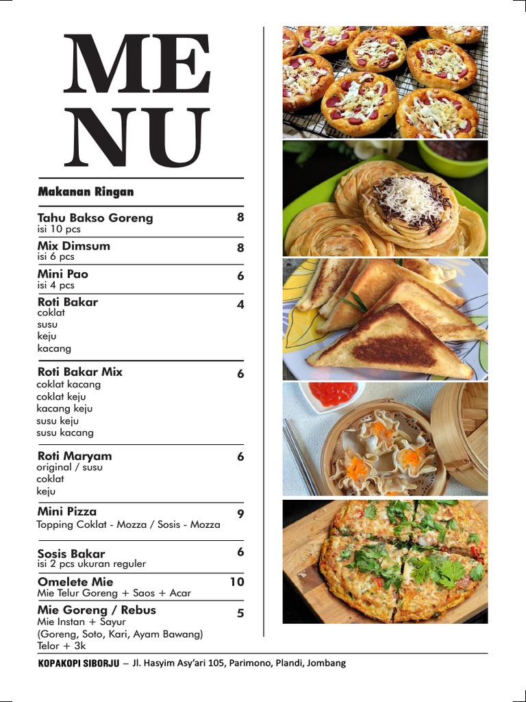 Menu Kopi dan Makanan Kopakopi | PDF | Memasak, Makanan, & Anggur