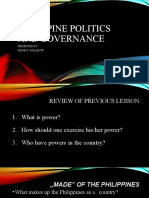 Philippine Politics and Governance: Presented By: Eddie E. Dollente