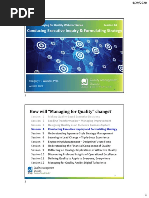 Session 04. Conducing Executive Inquiry & Formulating Strategy (Watson, 2020)