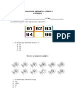 Evaluacion de Matemáticas Grado 1 III Periodo