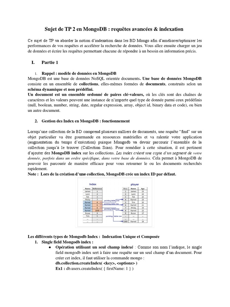 Requêtes avancées et indexation MongoDB | PDF | MongoDB | Bases de données