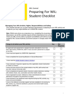 Preparing For WIL Student Checklist