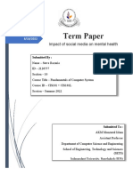 Term Paper: Impact of Social Media On Mental Health