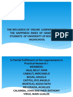 The Influence of Online Learning Towards The Happiness Index of Grade 11 Abm 2 Students of University of Bohol Senior Highschool