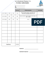 Overtime Authorization: Edwin Castillo Laboratorio