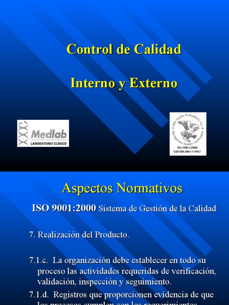 Control de Calidad en Laboratorios Clínicos | PDF | Calidad (comercial ...