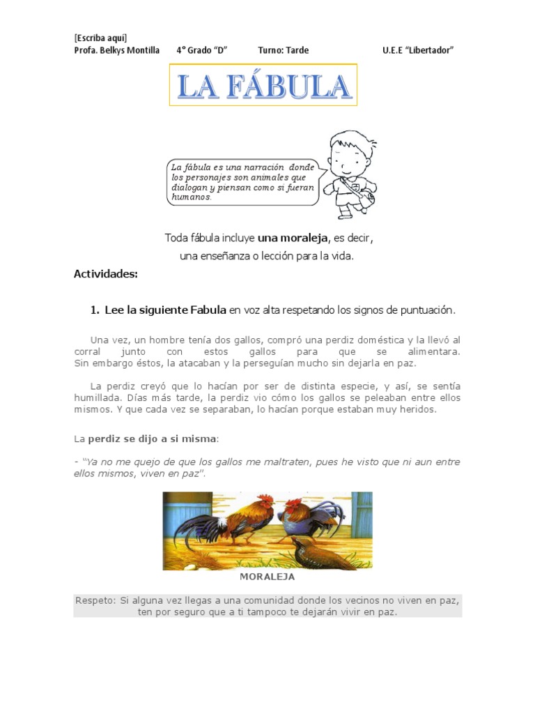 La Fábula | PDF | Pollo | Fábula
