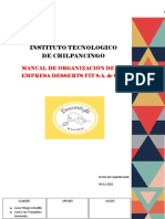 Instituto Tecnologico de Chilpancingo: Manual de Organización de La Empresa Desserts Fit S.A. de C.V