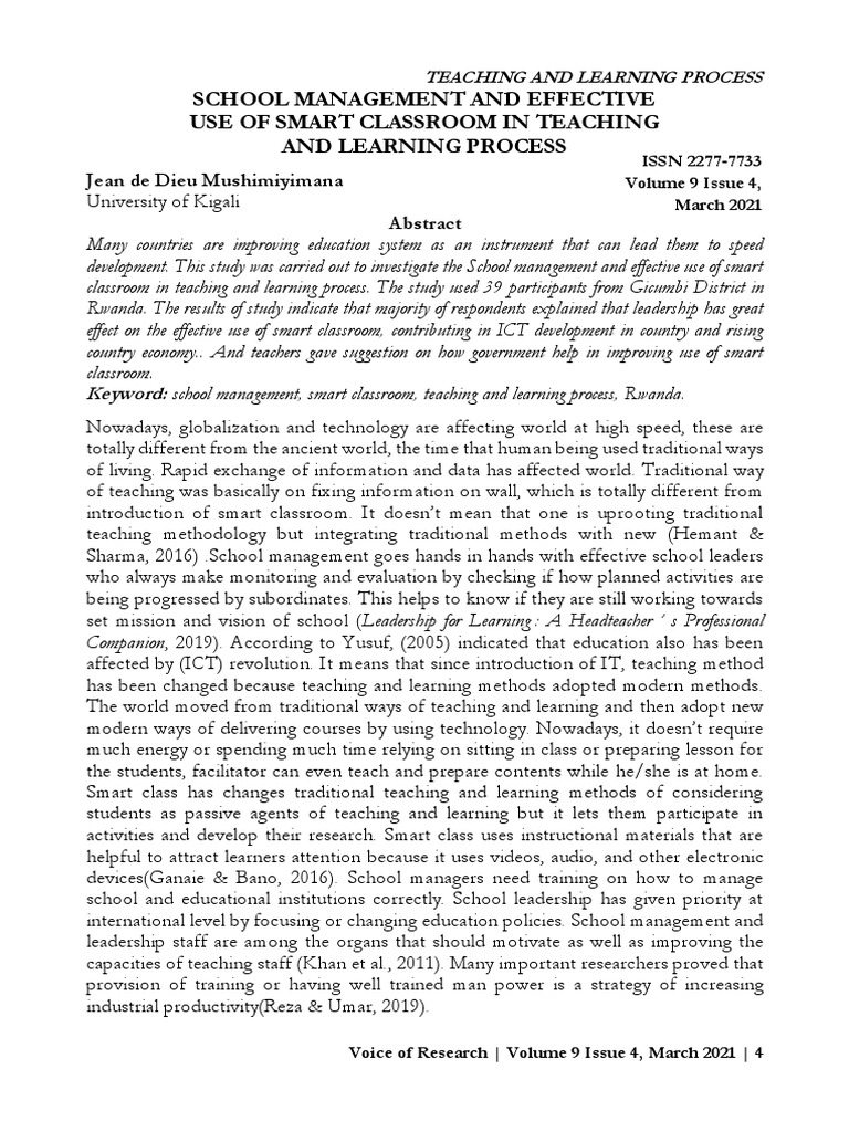 Smart Classrooms in Rwandan Education | PDF | Educational Technology ...